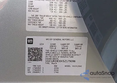 2025 Chevrolet Silverado 1500 4Wd Standard Bed Lt from USA, damaged, VIN 1GCUKDE8XSZ179096